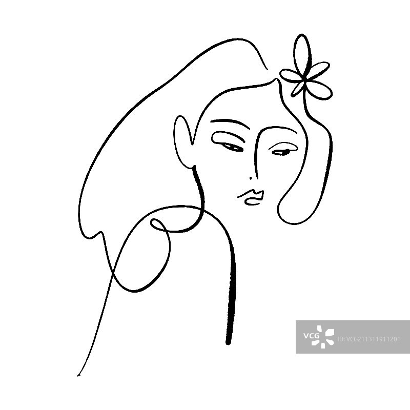 女性自爱呵护概念线条艺术图片素材