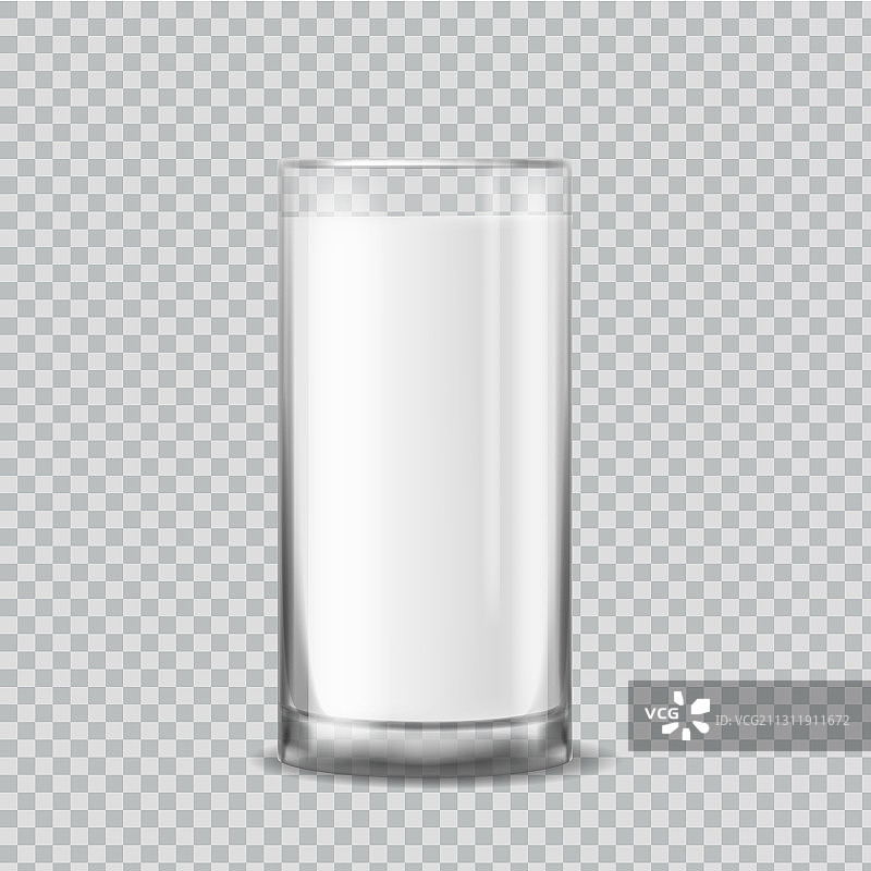 盛有白色液体的逼真牛奶玻璃杯图片素材