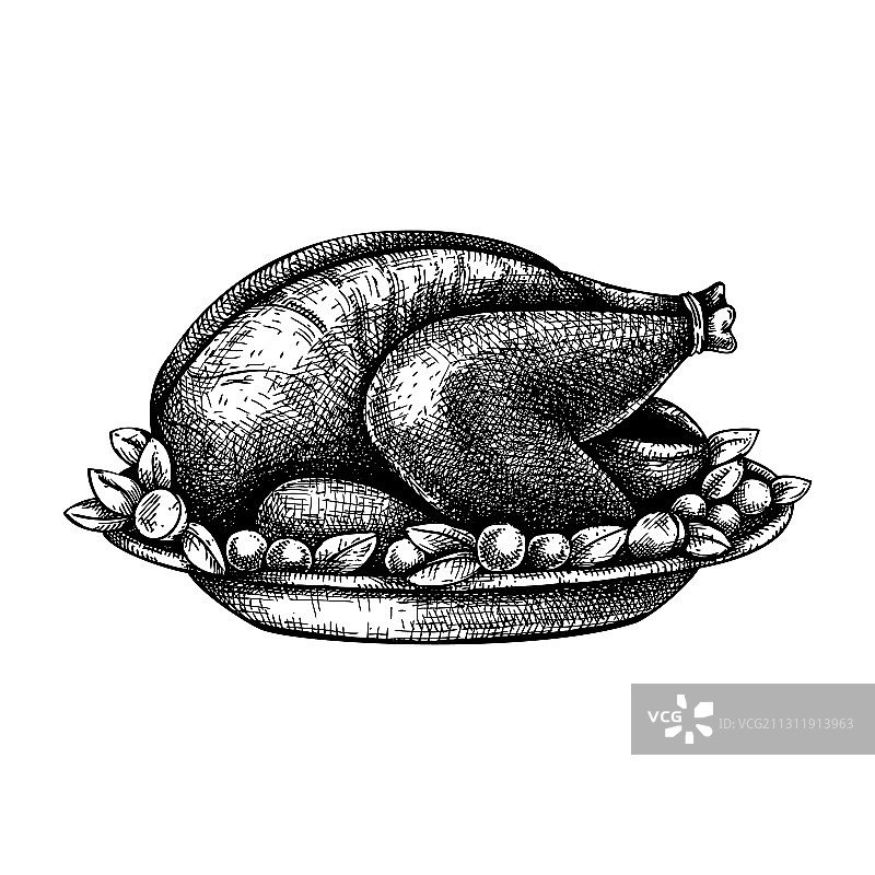 感恩节火鸡与烤土豆图片素材