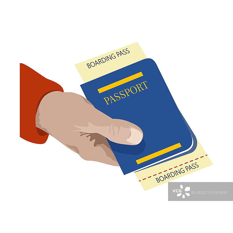 男人手持护照特写图片素材