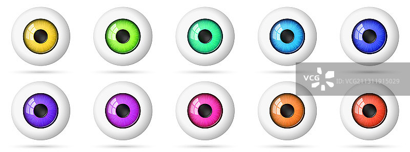 彩色眼球图标套装图片素材