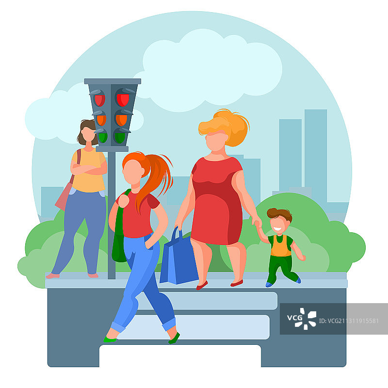 卡通彩色人物与行人图片素材