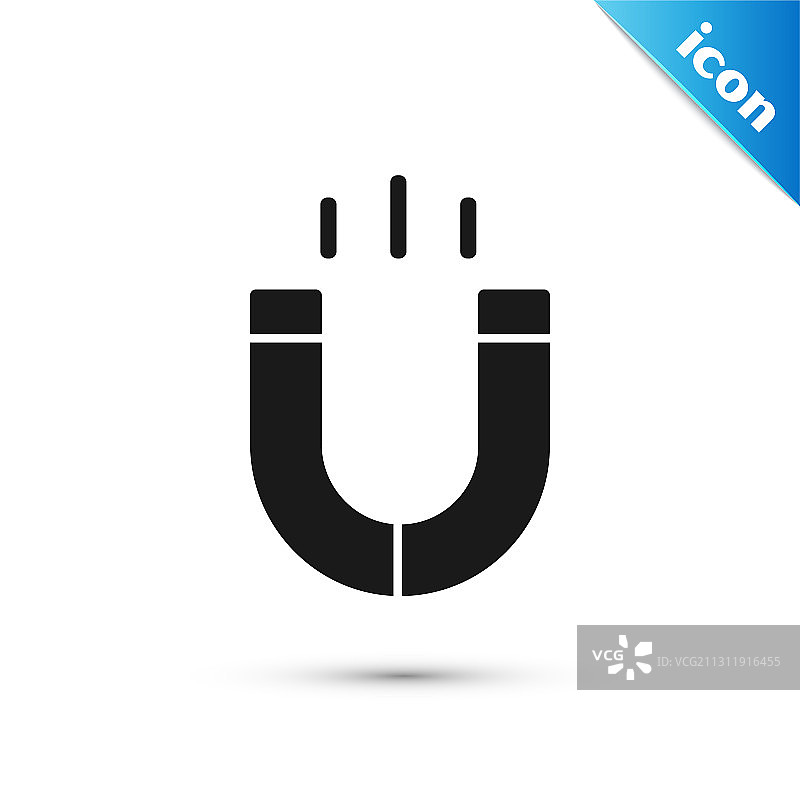 白色背景上的灰色磁铁图标图片素材