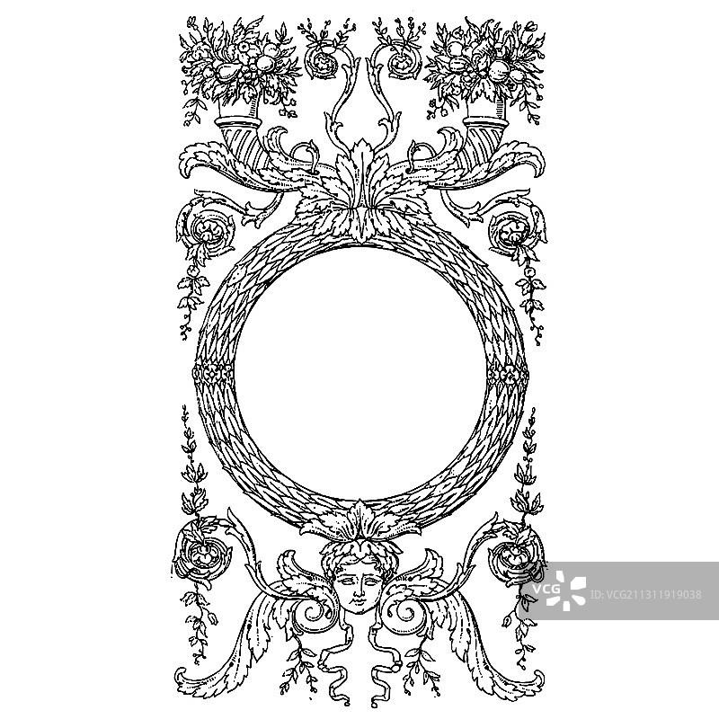 复古雕刻风格花卉边框图片素材