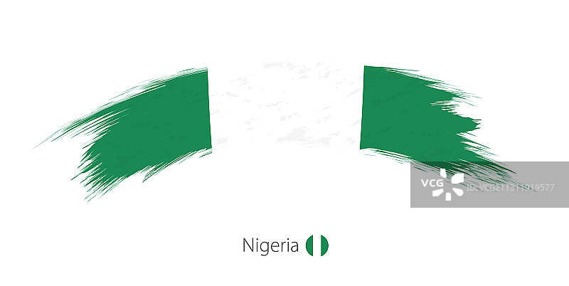 圆形做旧笔触效果的尼日利亚旗帜图片素材