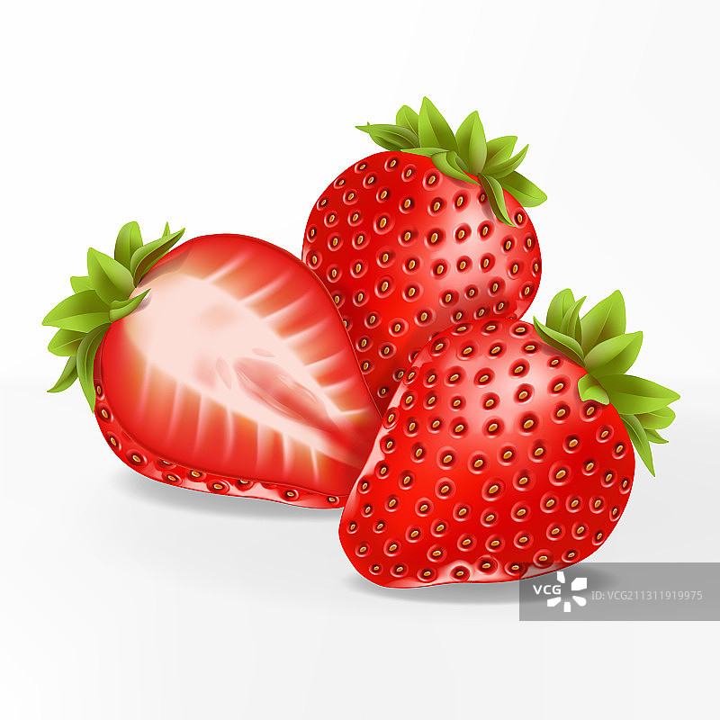 3D拟真草莓切片图片素材