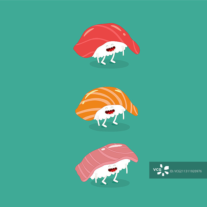 趣味三文鱼金枪鱼海鲈鱼寿司图片图片素材