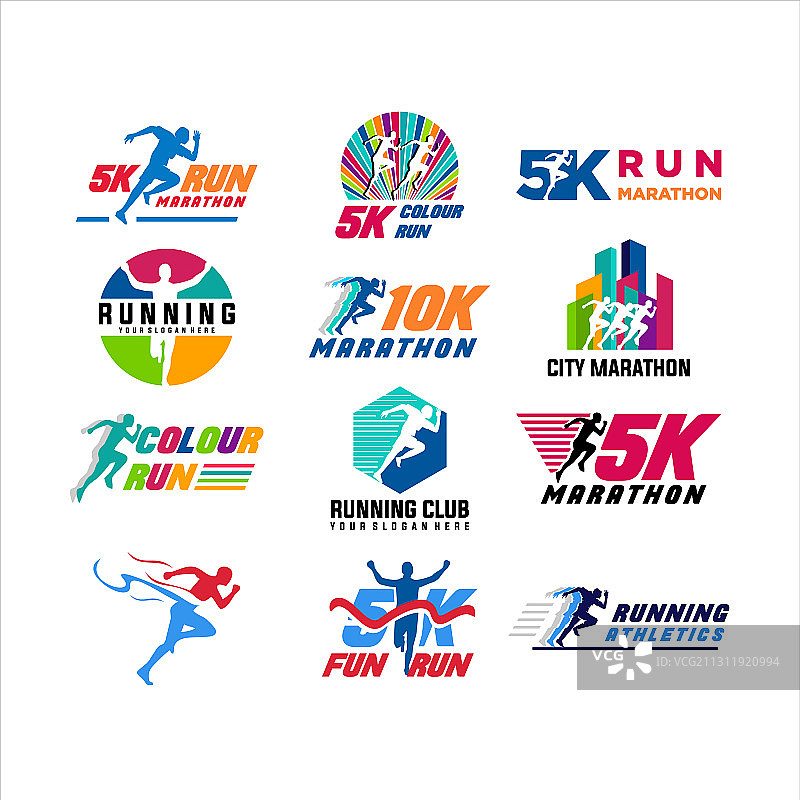 跑步运动俱乐部logo模板合集图片素材