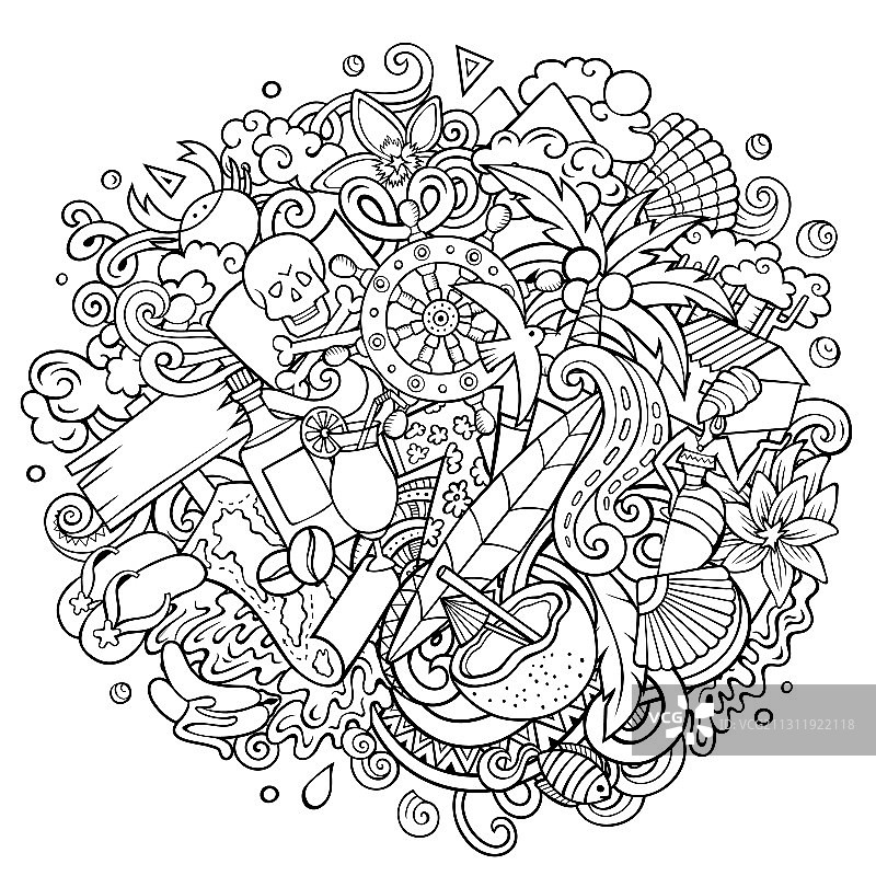 手绘卡通风格海地涂鸦图片素材