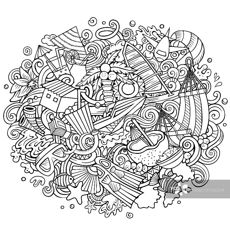 手绘卡通涂鸦马尔代夫图片素材