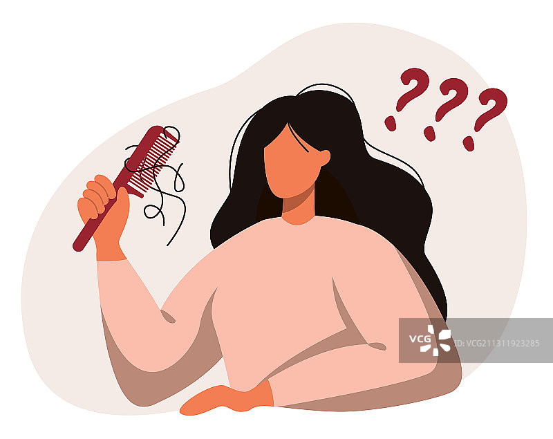 拿着梳子掉头发的女人图片素材