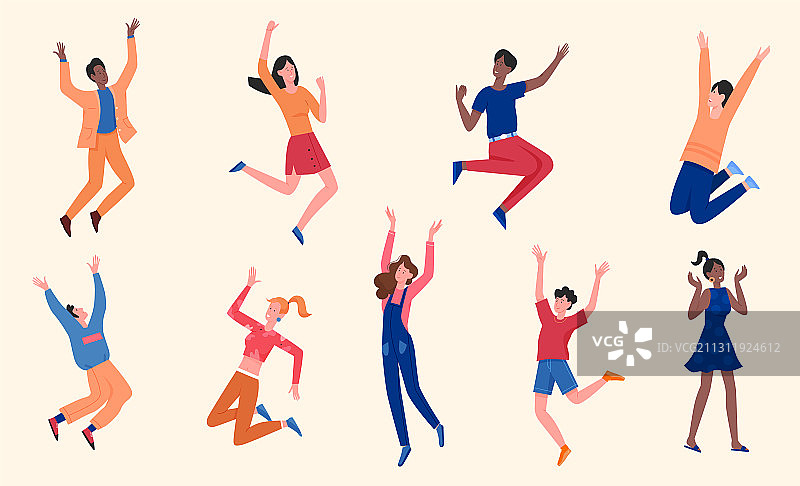 快乐的人们卡通扁平化设计图片素材