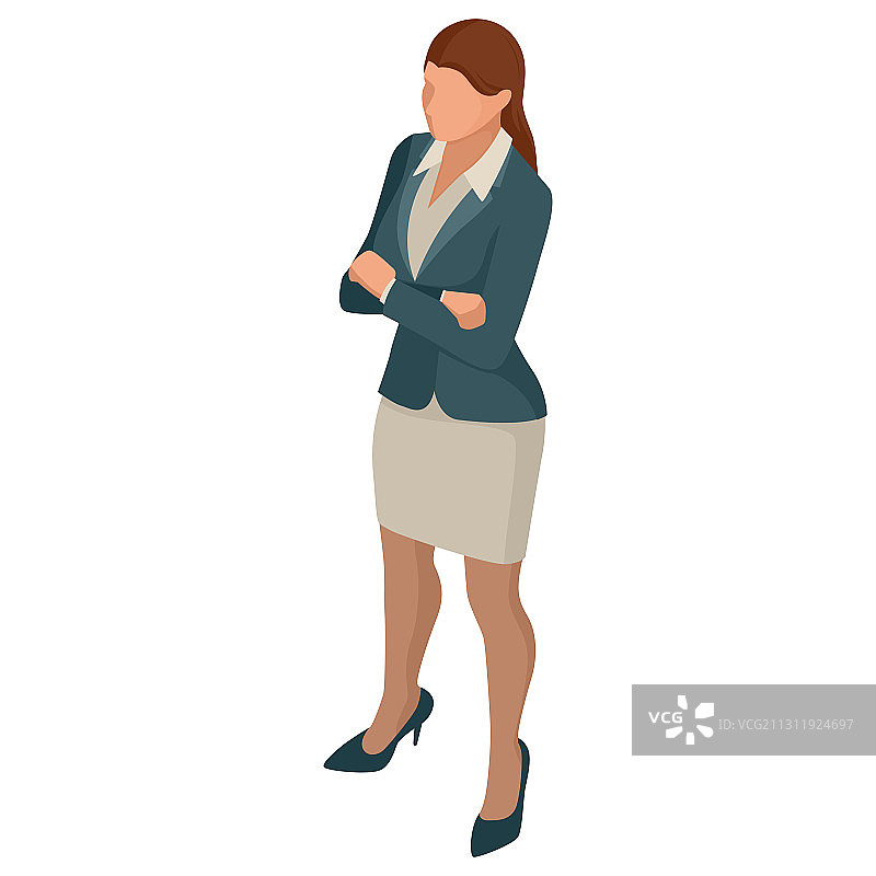 2.5D时尚商务女性，白色背景图片素材