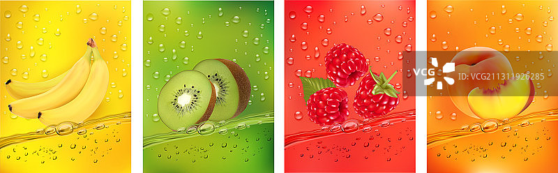 新鲜水果果汁飞溅：香蕉图片素材