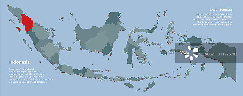 印度尼西亚地图及苏门答腊省模板图片素材