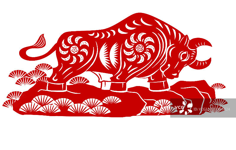 砥砺前行势不可挡牛年剪纸图片素材