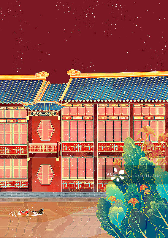 国潮风中式建筑图片素材