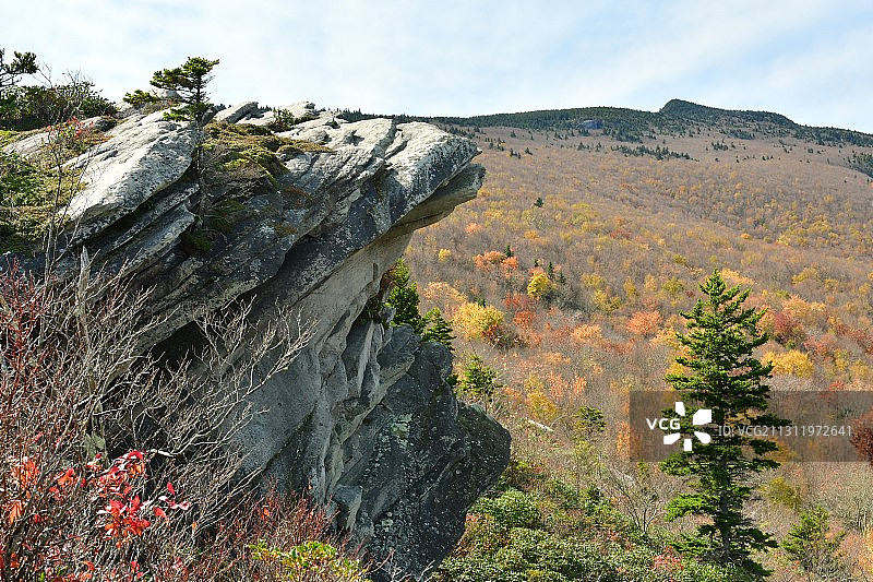 美国祖父山岩石山脉的壮丽景色图片素材
