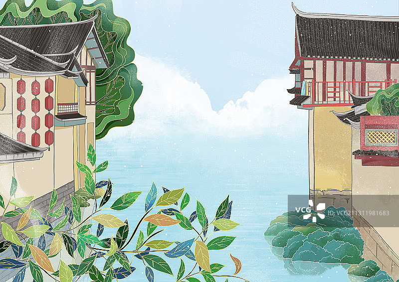 中国风村落图片素材