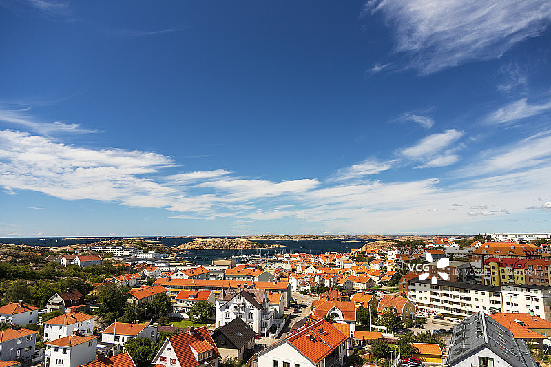 瑞典吕瑟希尔城镇景观高角度拍摄图片素材