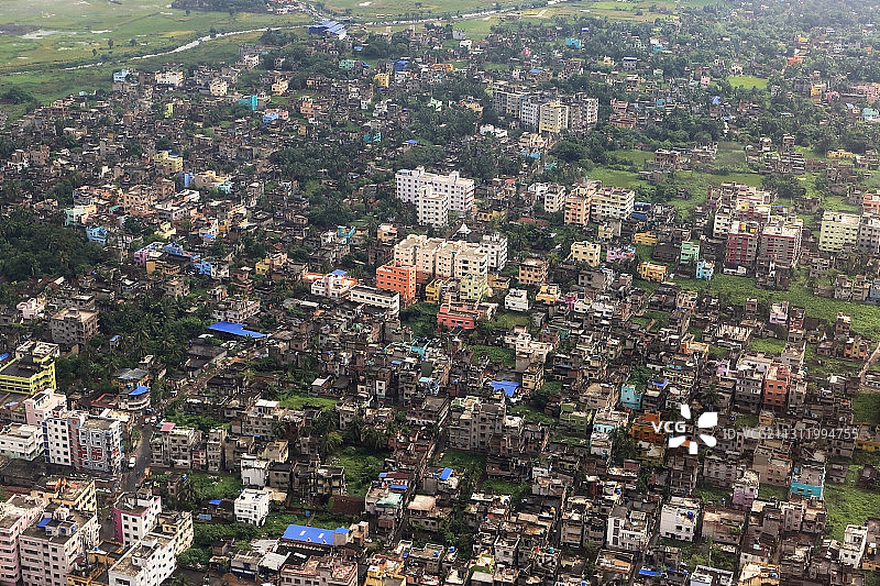 印度西孟加拉邦加尔各答城市建筑高角度景观图片素材