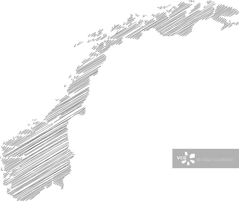 挪威铅笔素描轮廓地图图片素材