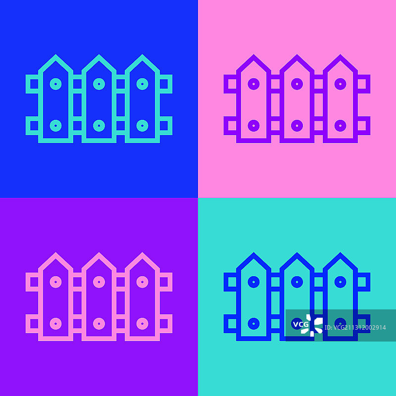 波普艺术风格花园木栅栏图标图片素材