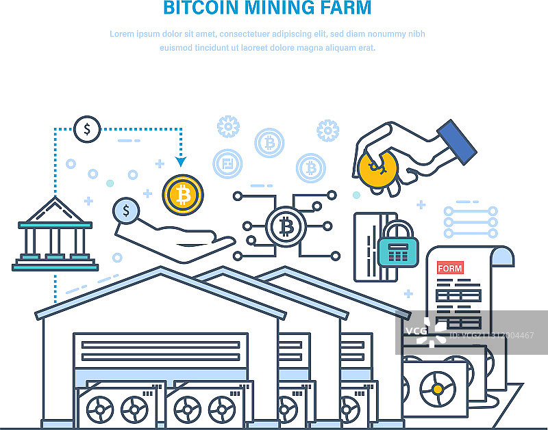 比特币矿场计算机数据处理图片素材