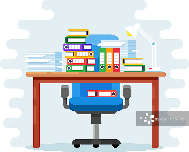 办公室工作场所：堆积如山的纸质文件图片素材