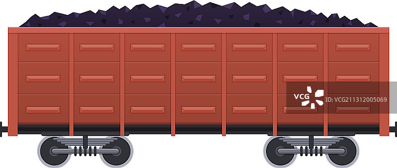 装载煤炭的木制铁路货车图片素材