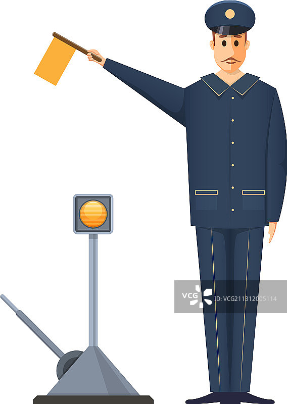 车站值班铁路人员正在发出信号图片素材