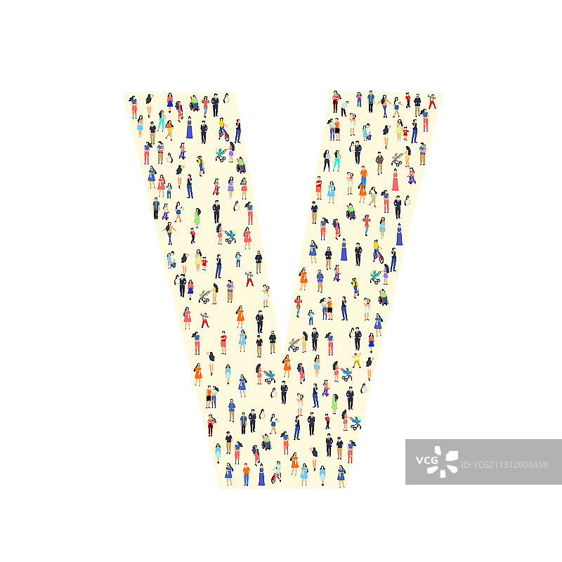组成字母V形状的大群人图片素材