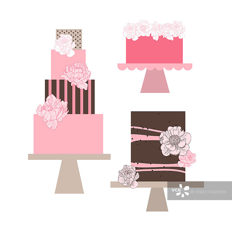 带有牡丹的婚礼蛋糕图片素材