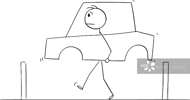 在路上行走的卡通男人图片素材