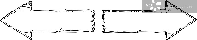 手绘左右旧木箭头图片素材