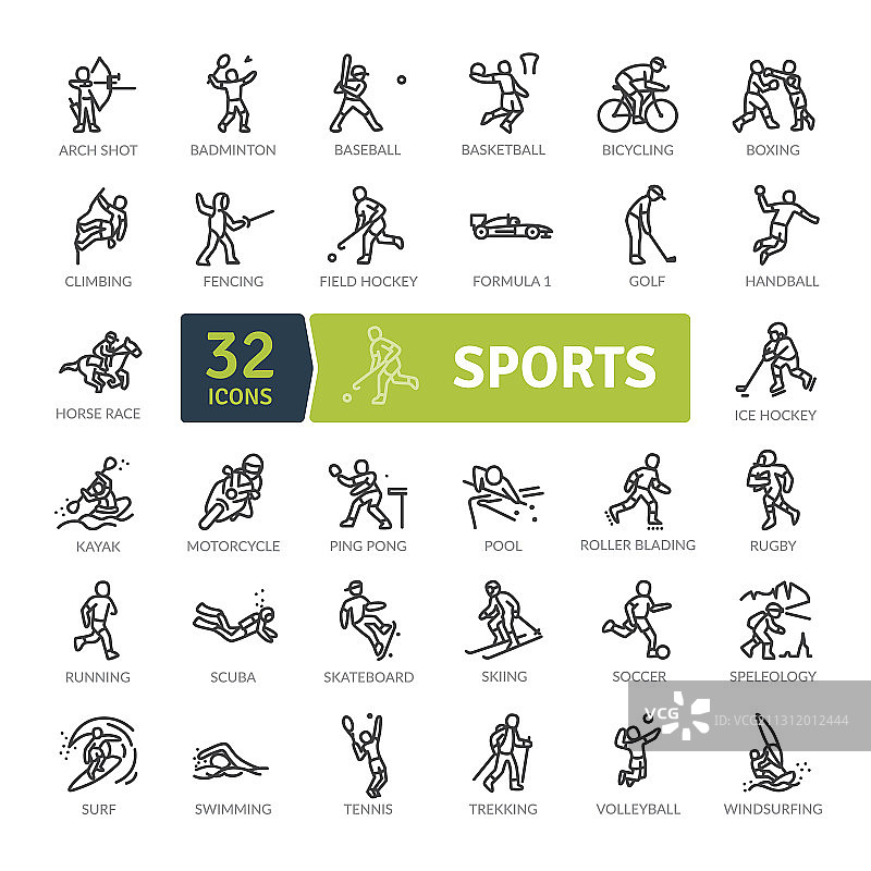 运动图标包细线图标集图片素材