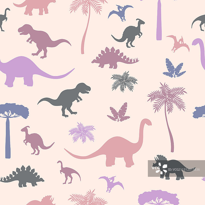 彩色恐龙无缝图案图片素材