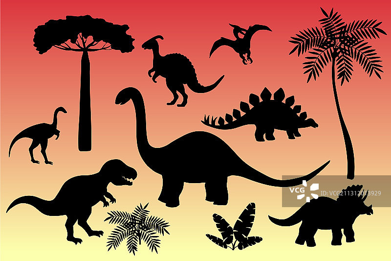 恐龙剪影合集图片素材