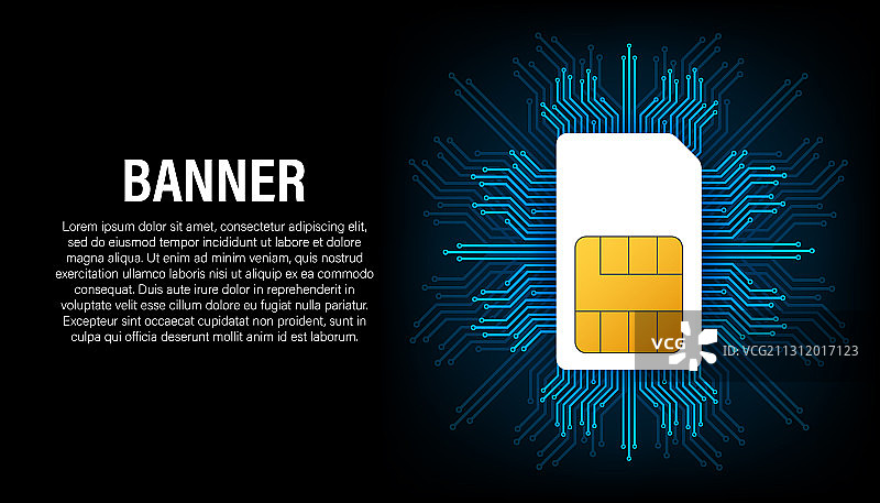 黑色背景抽象风格SIM卡banner图片素材