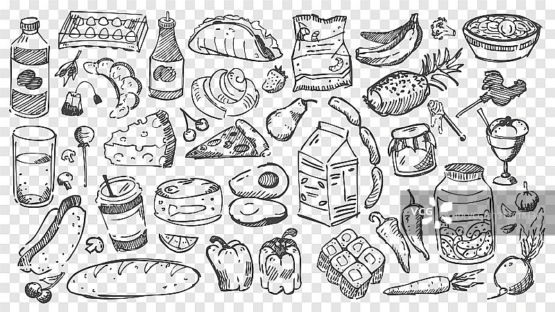 手绘餐饮涂鸦合集图片素材
