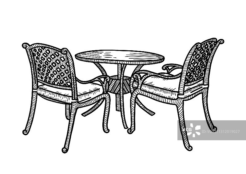 夏季咖啡馆的街头户外家具图片素材