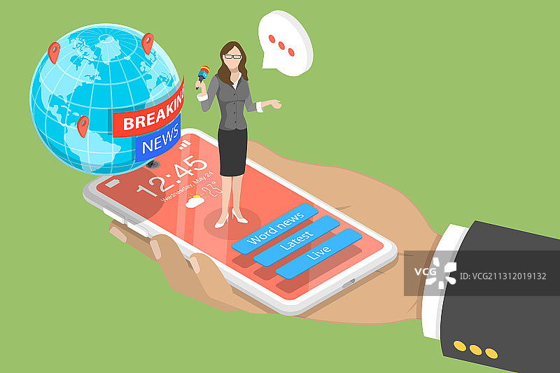 2.5D扁平风格在线新闻概念图片素材