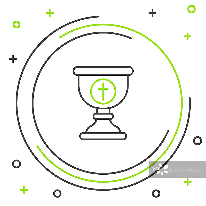 白色背景上的基督教圣餐杯线条图标图片素材