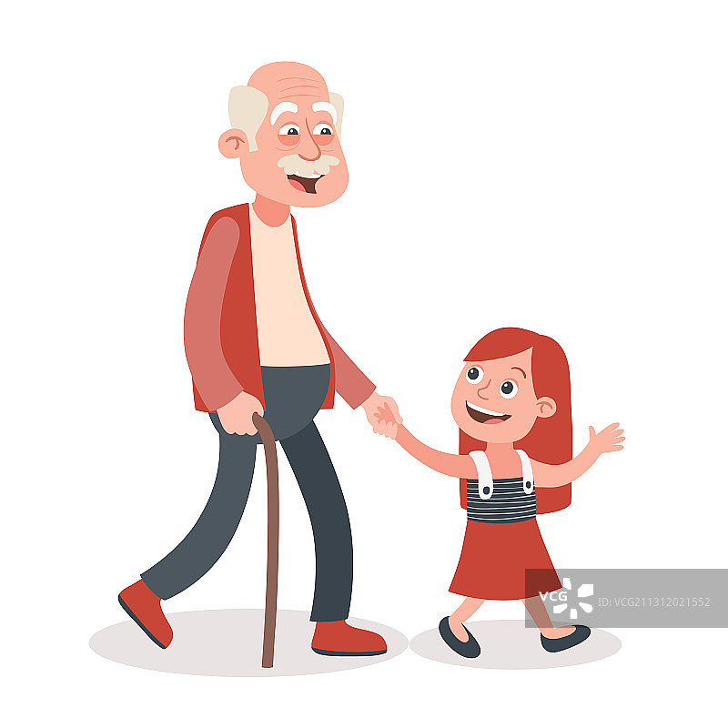 祖父和孙女散步图片素材