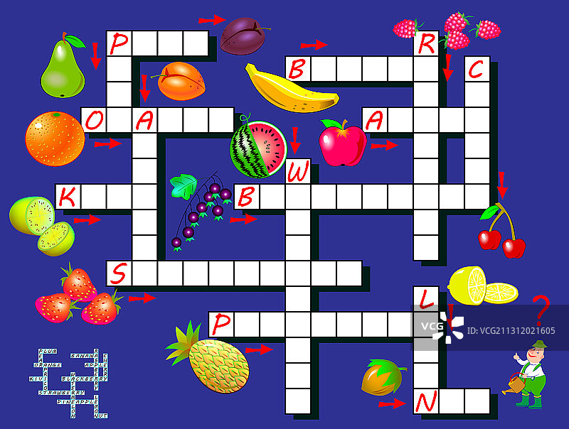 水果教育类纵横字谜游戏图片素材
