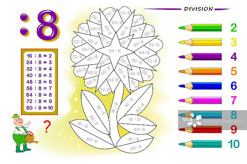 儿童数学除法练习题图片素材