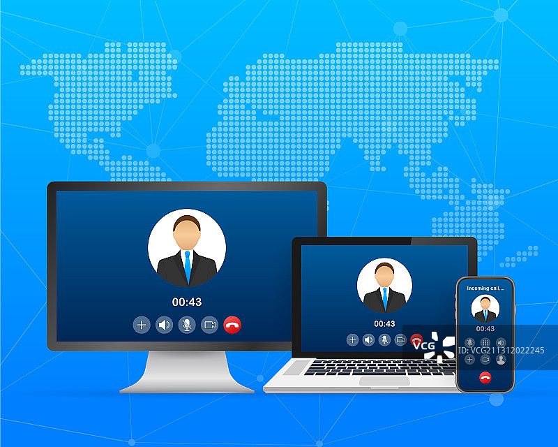 笔记本电脑上的来电视频图片素材