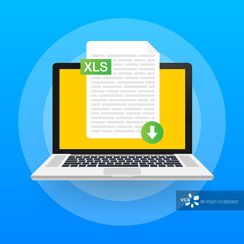笔记本电脑屏幕上的下载XLS按钮图片素材