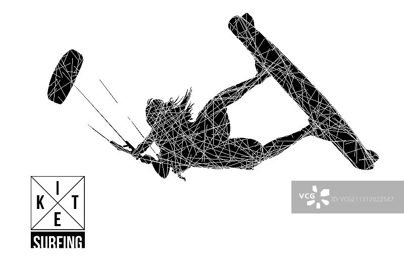 风筝冲浪者轮廓图片素材