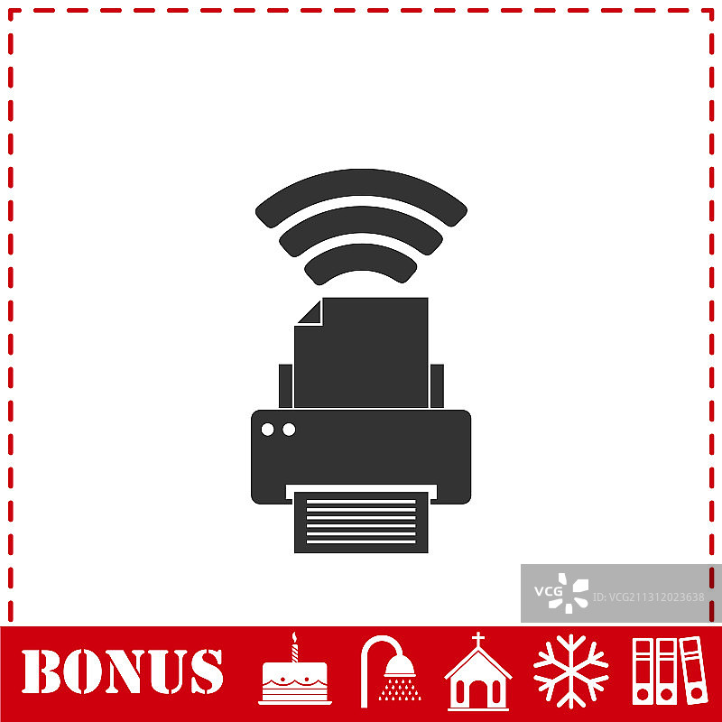 带Wi-Fi连接的打印机扁平图标图片素材